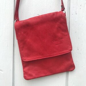 Vera Pelle Red Leather Crossbody Bag